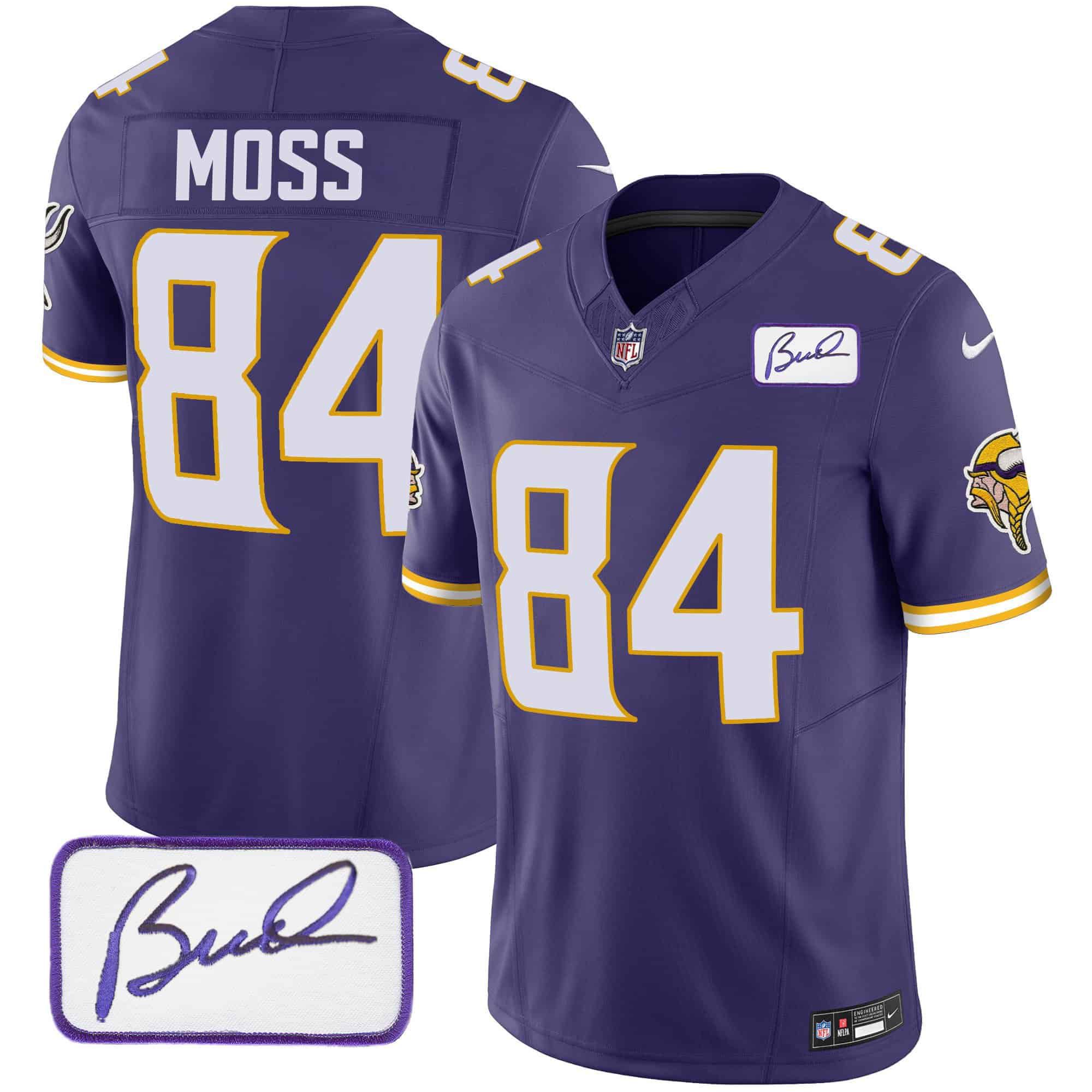 Men Minnesota Vikings #84 Moss Purple 2024 Nike Bud Grant Patch Classic Limited NFL Jersey style 3